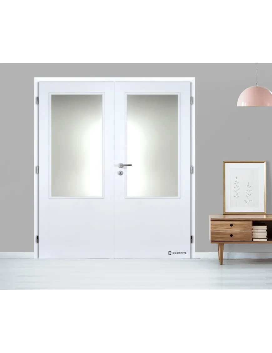 Dvojkrídlové biele dvere DOORNITE - SKLO 2/3