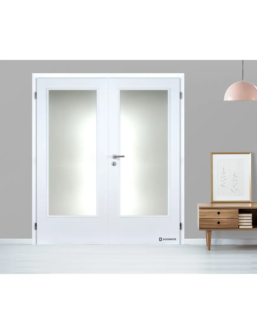 Dvojkrídlové biele dvere DOORNITE - SKLO 3/4