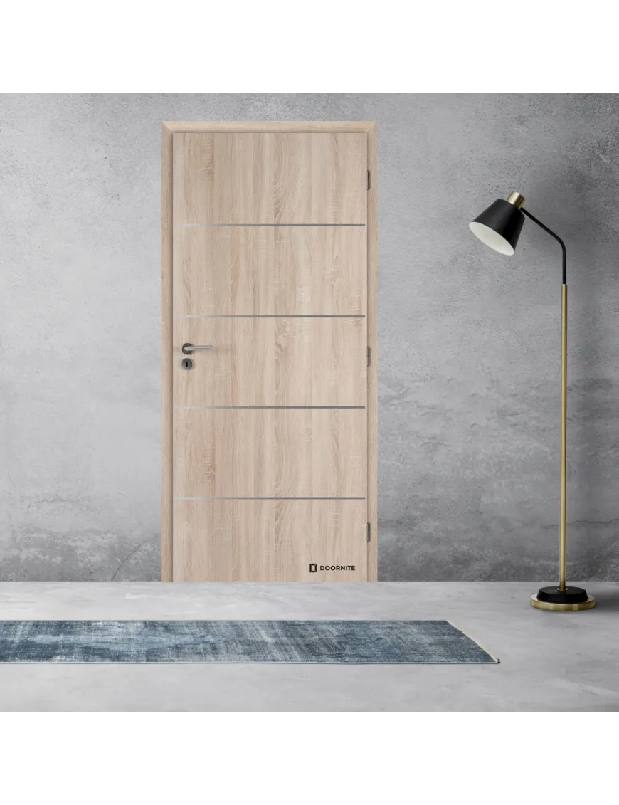 Jednokrídlové laminátové dvere  hliníkovími lištami DOORNITE - ALU IV