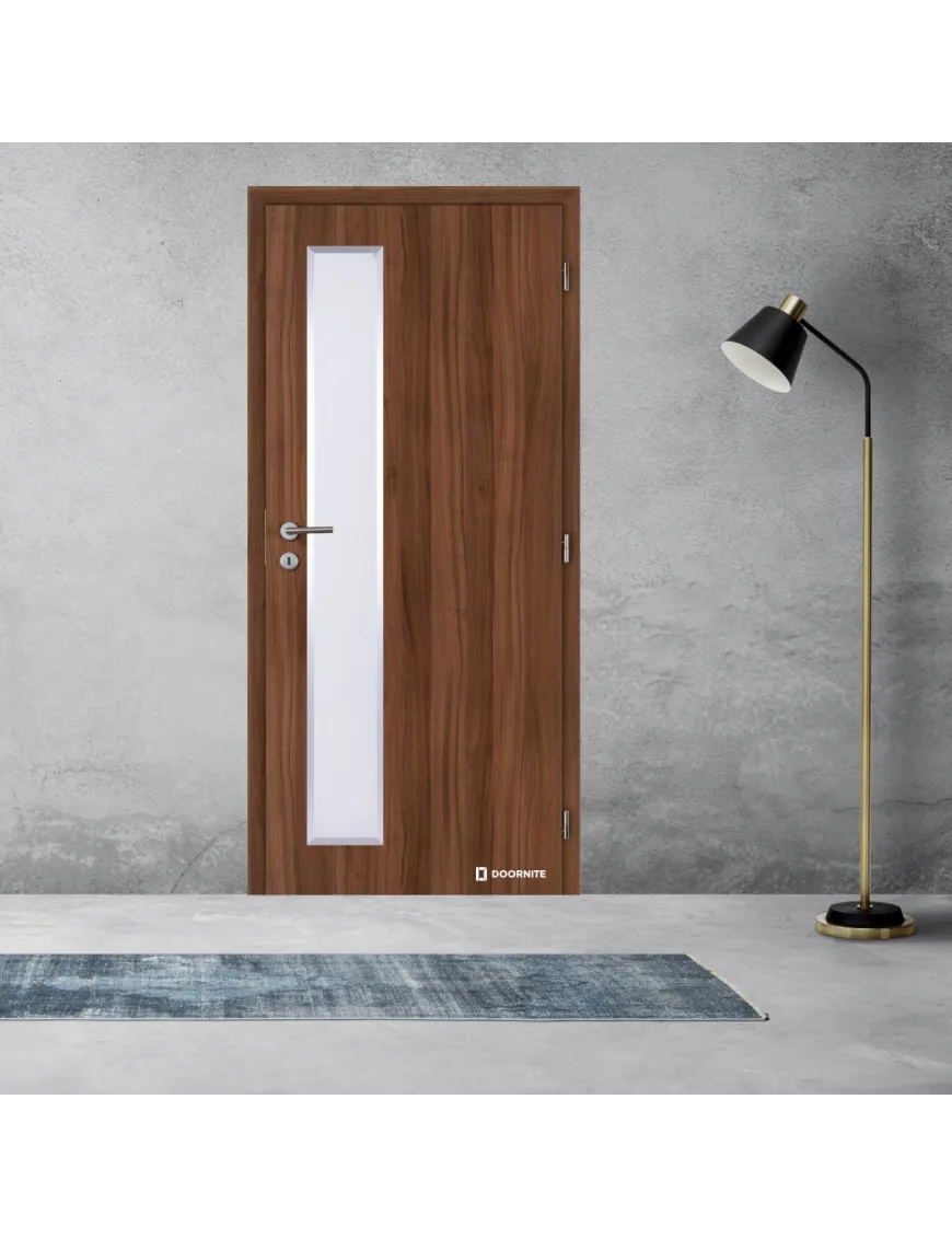 Jednokrídlové laminátové dvere  hliníkovími lištami DOORNITE - ALU VERTIKA