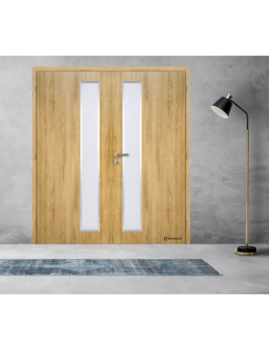 Dvojkrídlové laminátové dvere  hliníkovími lištami ALU VERTIKA