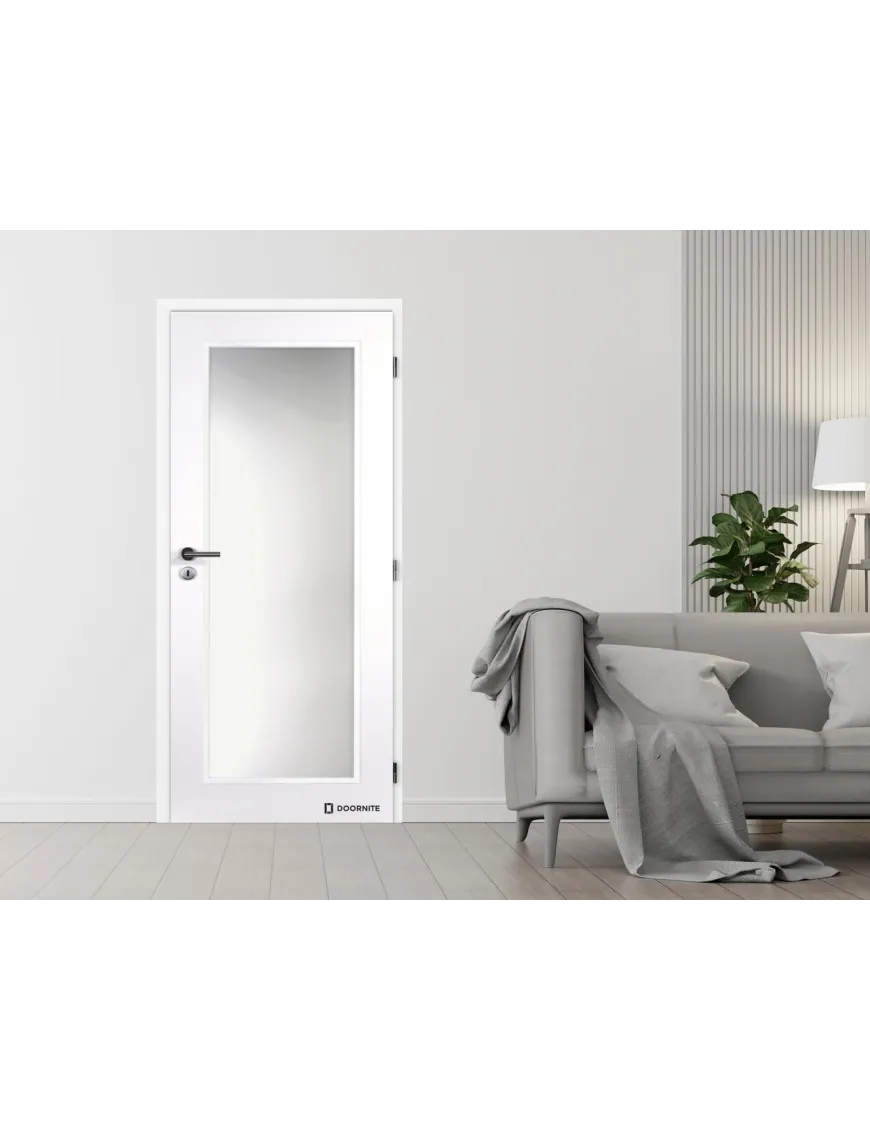 Jednokrídlové biele dvere DOORNITE - TAMPA SKLO