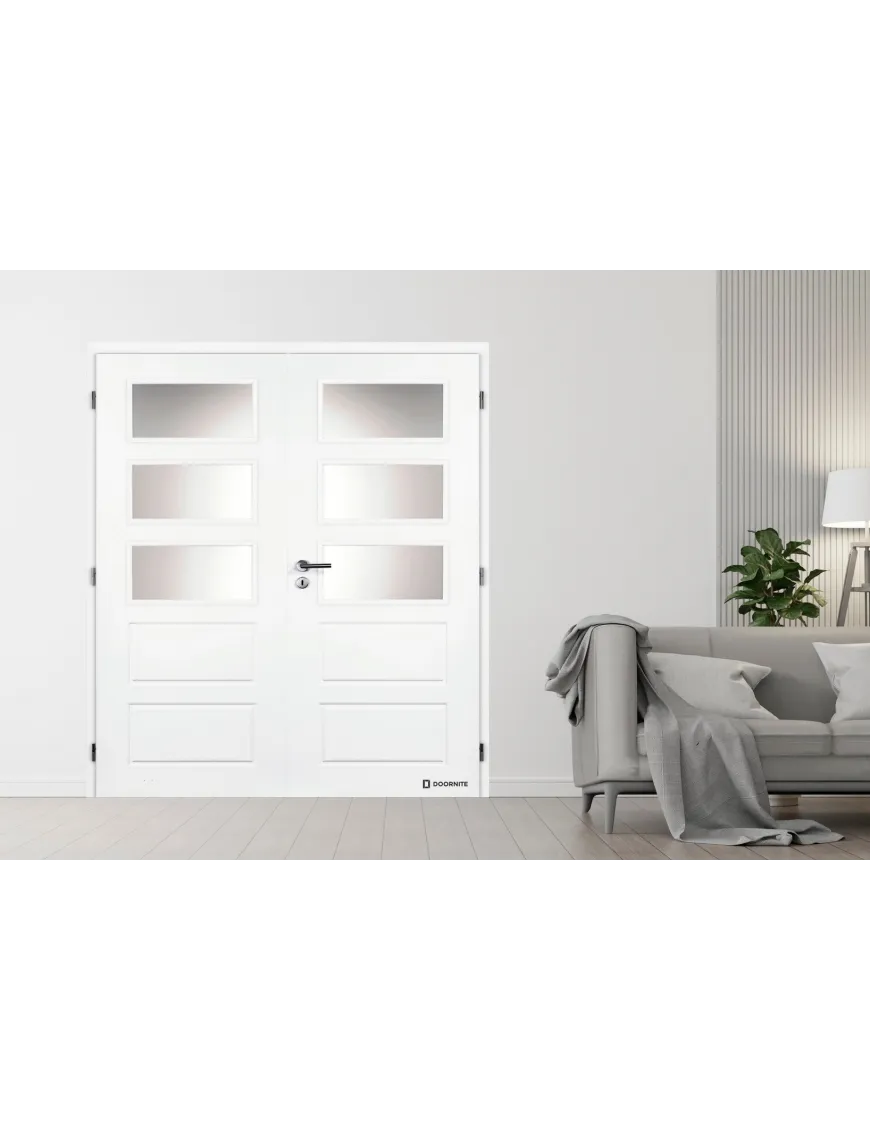 Dvojkrídlové biele dvere DOORNITE - OREGON SKLO
