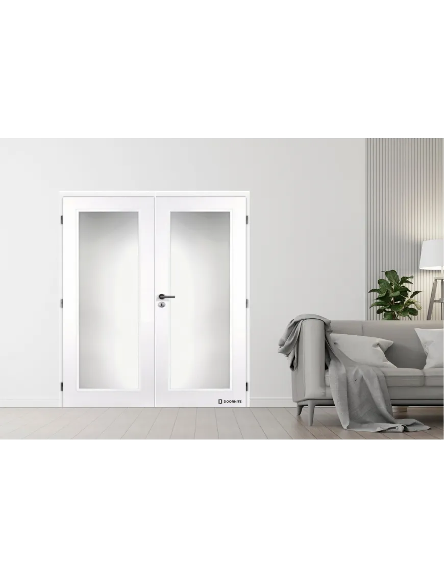 Dvojkrídlové biele dvere DOORNITE - TAMPA SKLO