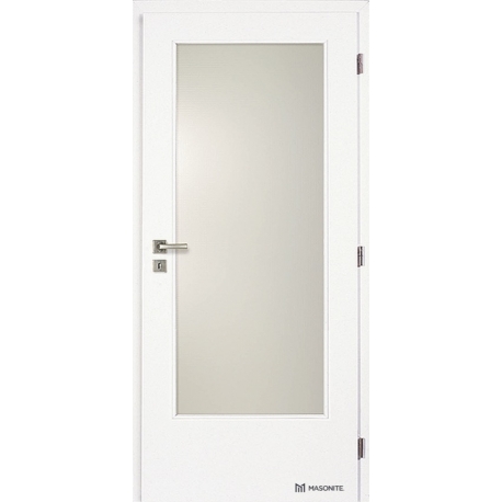 Jednokrídlové biele dvere Masonite - Sklo 3/4 - RAL 9003