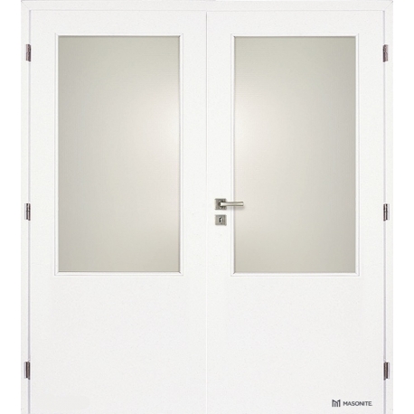 Dvojkrídlové biele dvere Masonite - Sklo 2/3 - RAL 9003