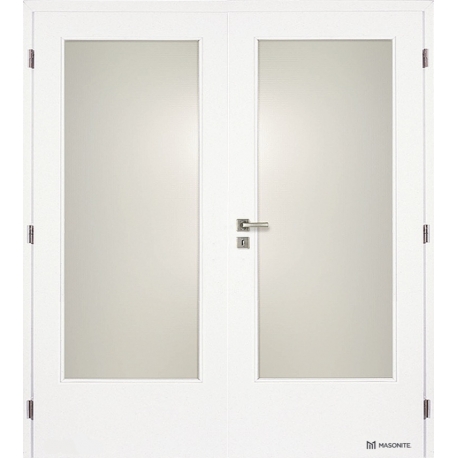 Dvojkrídlové biele dvere Masonite - Sklo 3/4 - RAL 9003